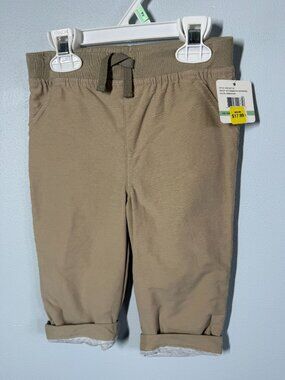 NWT Cuddle Bear Toddler Pants 18M Khaki Pull On Joggers Pants Roll Cuff
